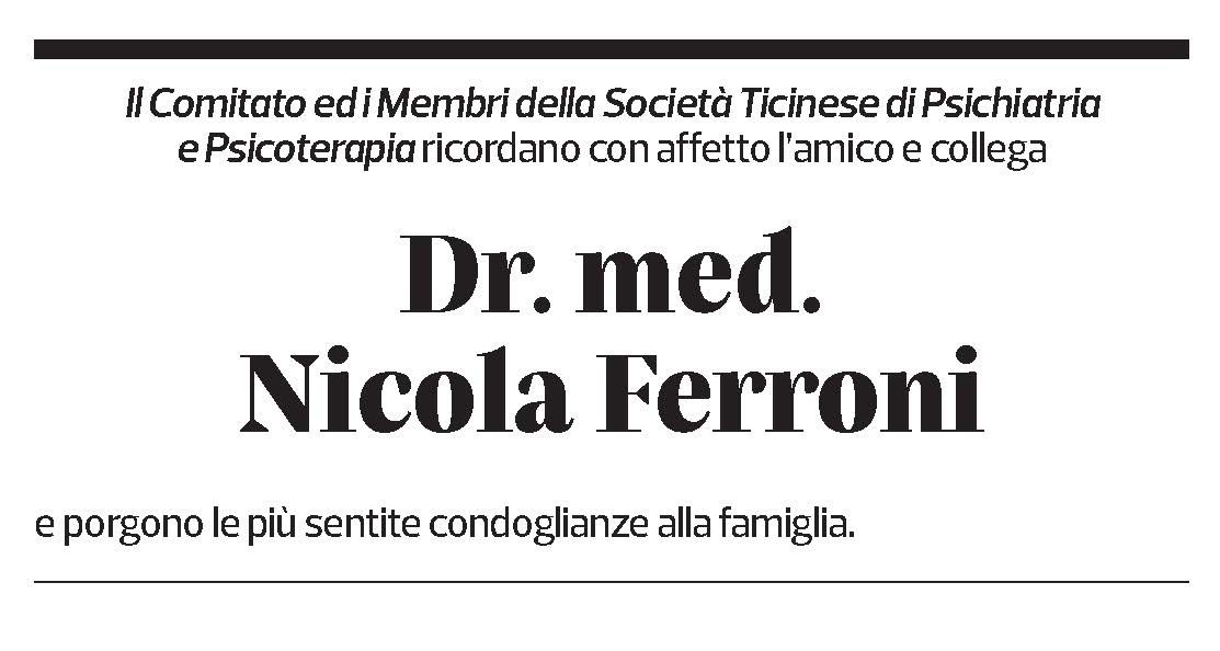 Annuncio funebre Dr. Med. Nicola Ferroni