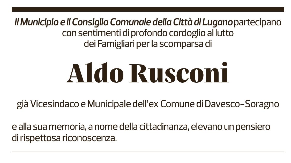 Annuncio funebre Aldo Rusconi