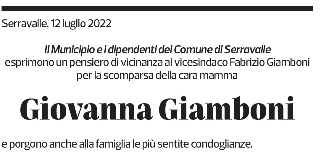 Annuncio funebre Giovanna Giamboni