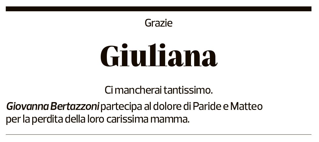 Annuncio funebre Giuliana Pelli-grandini