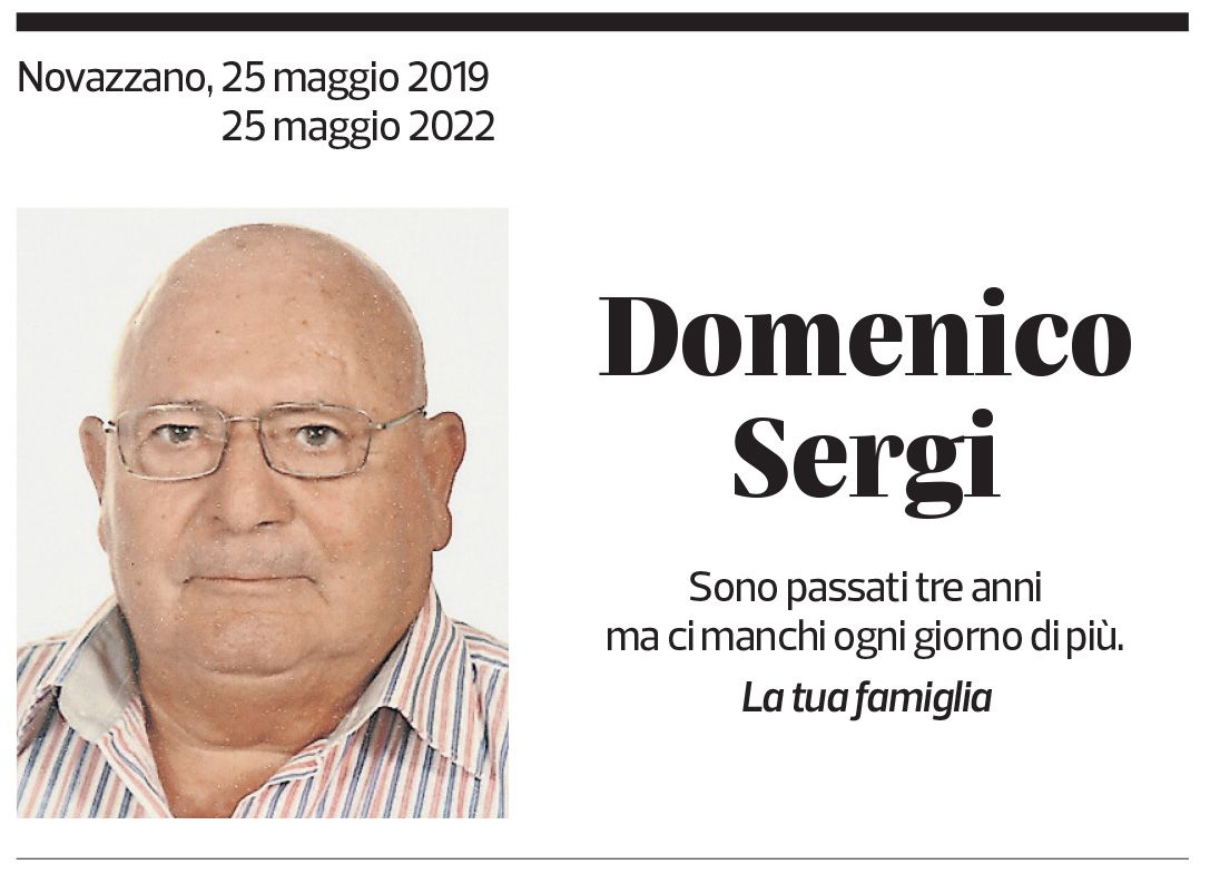 Annuncio funebre Domenico Sergi