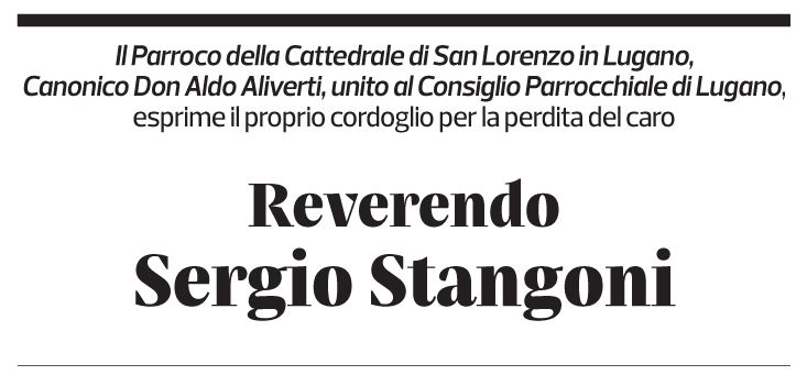 Annuncio funebre Sergio Stangoni