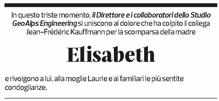 Annuncio funebre Elisabeth 
