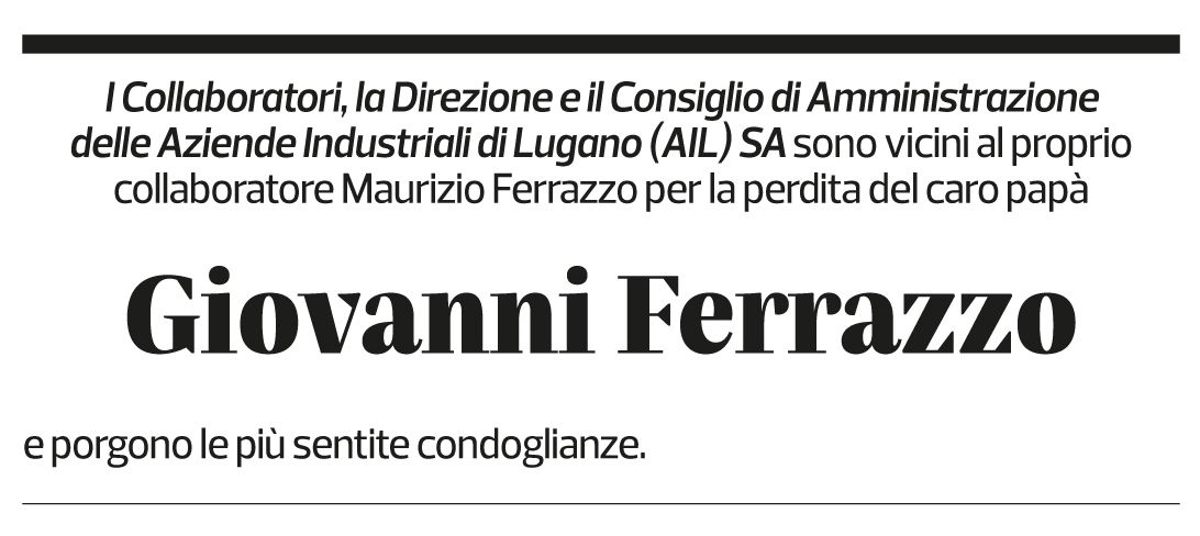 Annuncio funebre Giovanni Ferrazzo