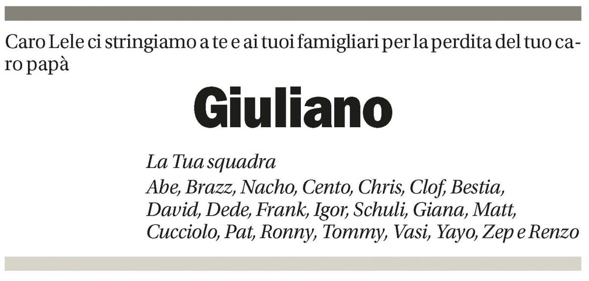Annuncio funebre Giuliano Amadò