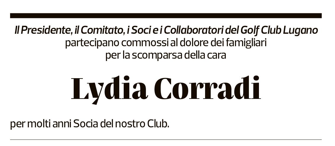 Annuncio funebre Lydia Corradi