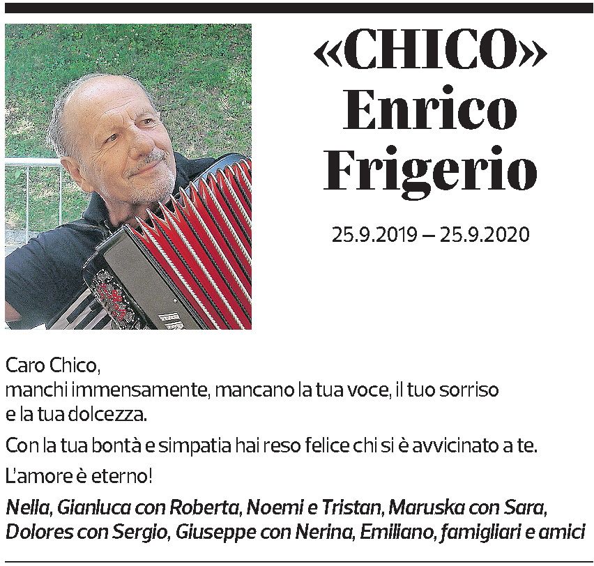 Annuncio funebre Enrico Frigerio