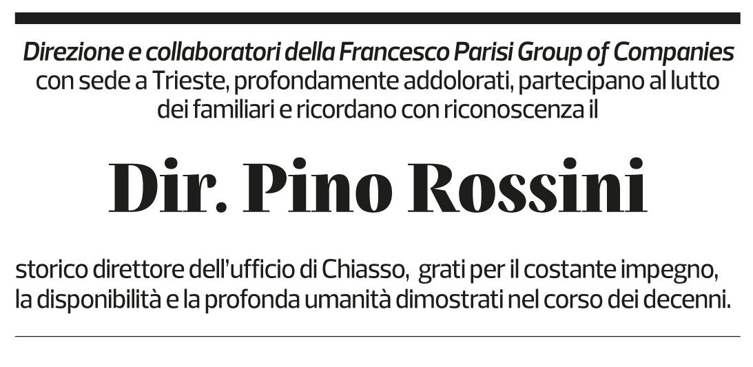 Annuncio funebre Pino Rossini