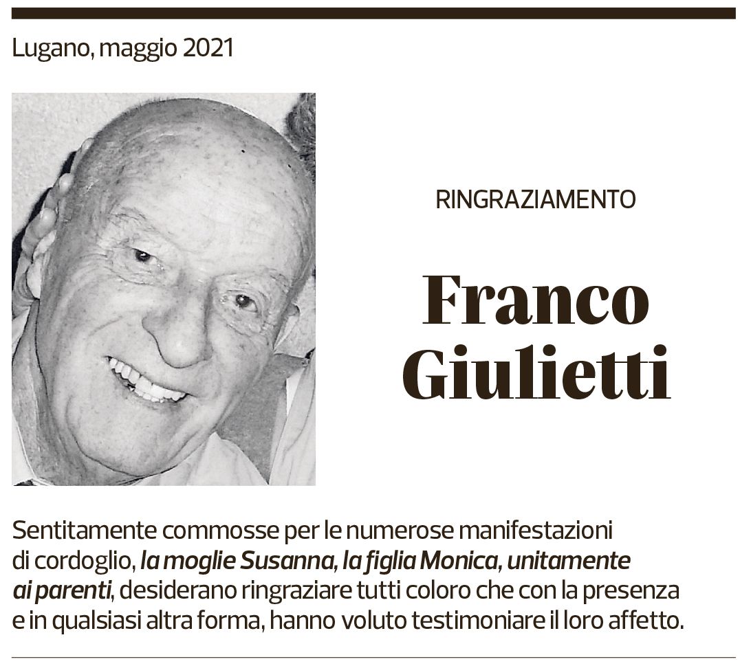 Annuncio funebre Franco Giulietti