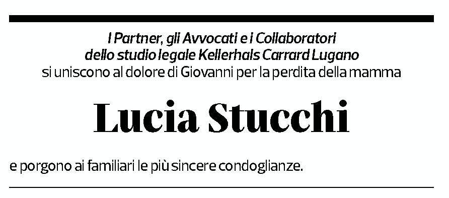 Annuncio funebre Lucia Stucchi