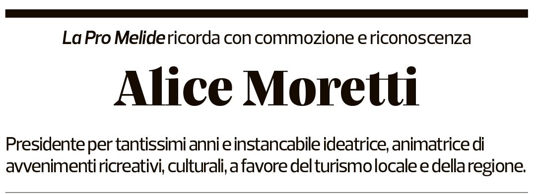 Annuncio funebre Alice Moretti