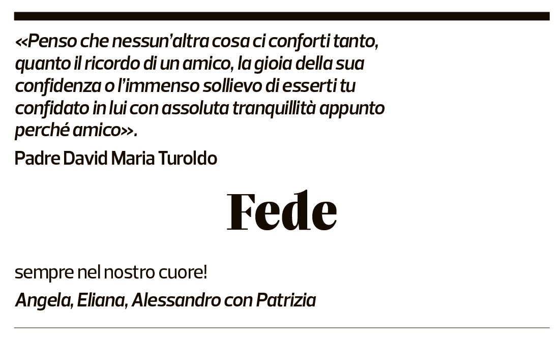 Annuncio funebre Federica Toffoli