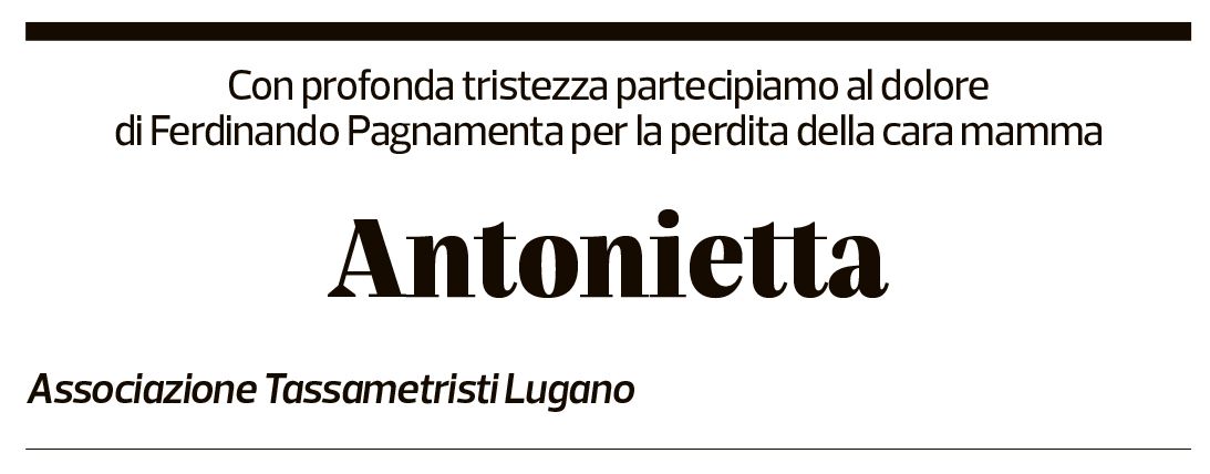 Annuncio funebre Antonietta Pagnamenta