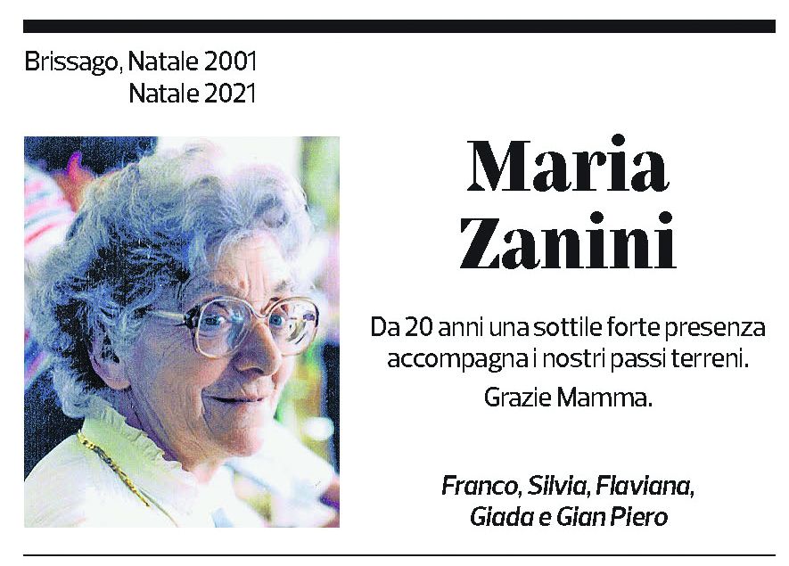 Annuncio funebre Maria Zanini