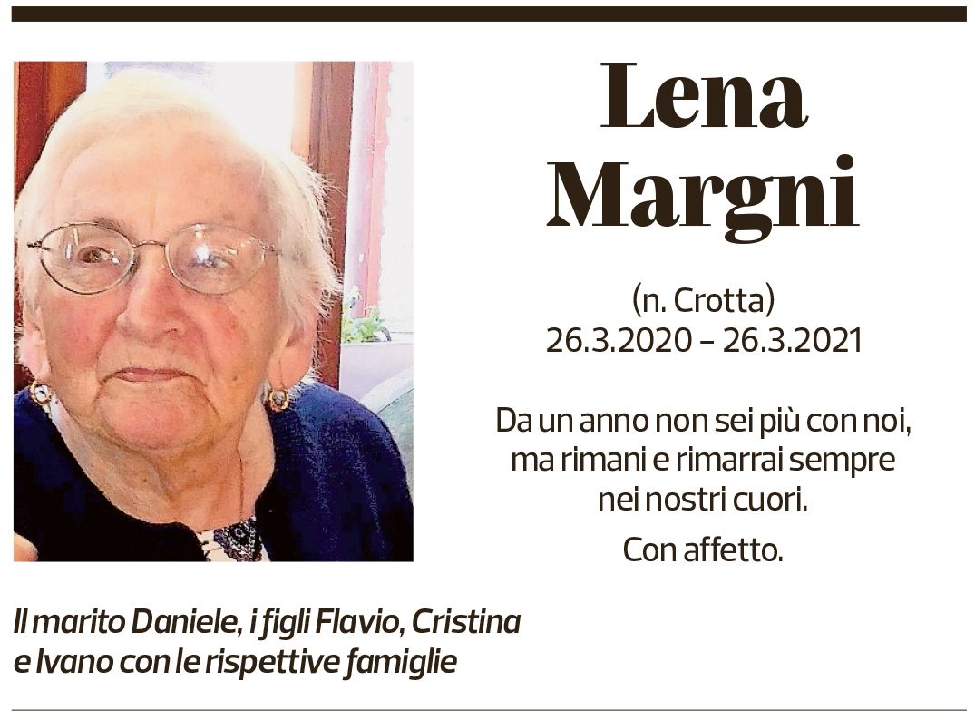 Annuncio funebre Lena Margni