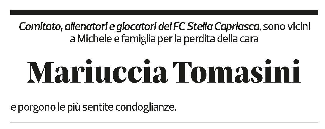 Annuncio funebre Mariuccia Tomasini