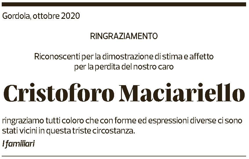 Annuncio funebre Cristoforo Marciariello