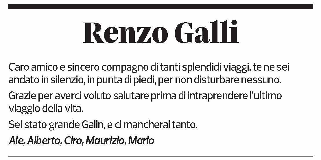 Annuncio funebre Renzo Galli