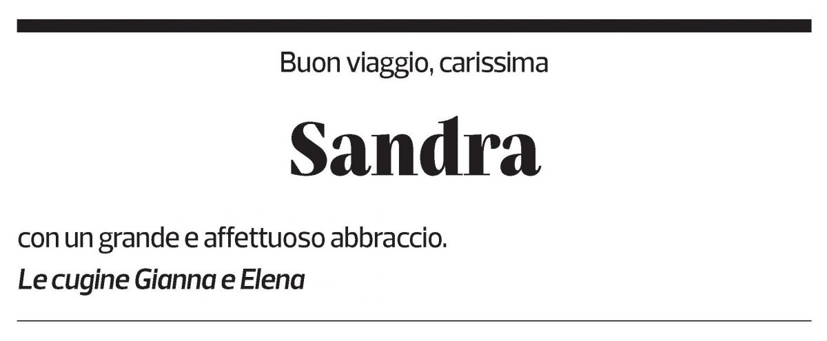 Annuncio funebre Sandra Poggioli