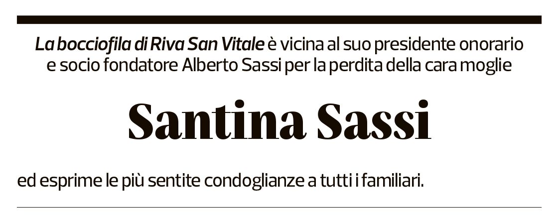 Annuncio funebre Santina Sassi