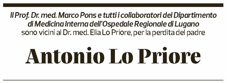 Annuncio funebre Antonio Lo Priore