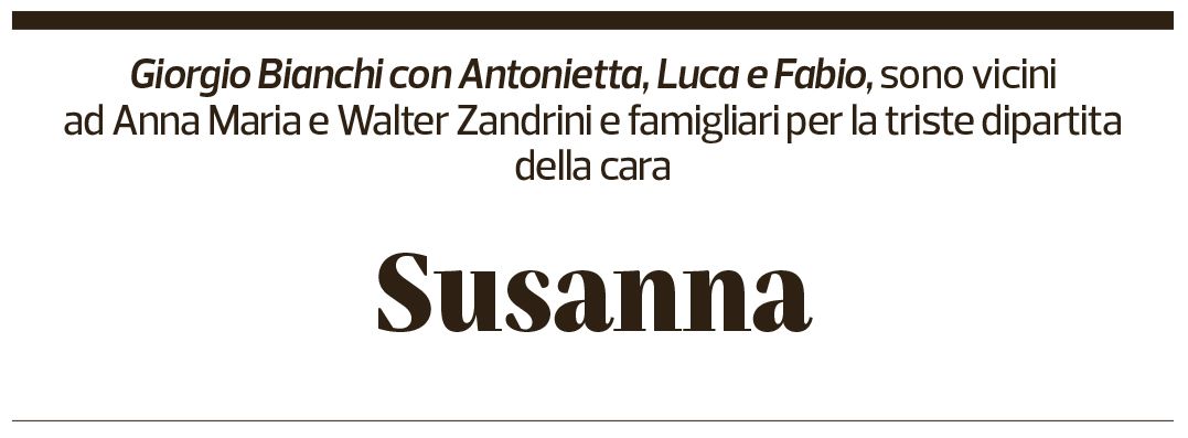 Annuncio funebre Susanna Zandrini