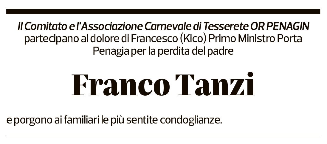 Annuncio funebre Franco Tanzi