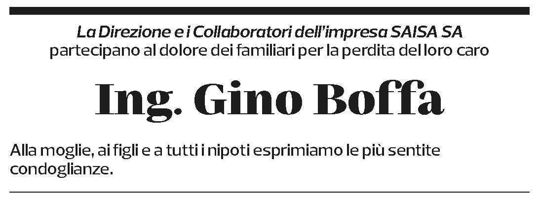 Annuncio funebre Gino Boffa
