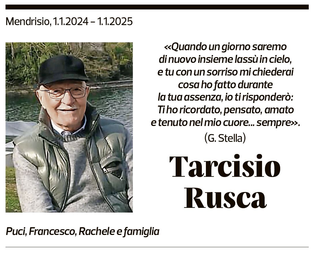 Annuncio funebre Tarcisio Rusca