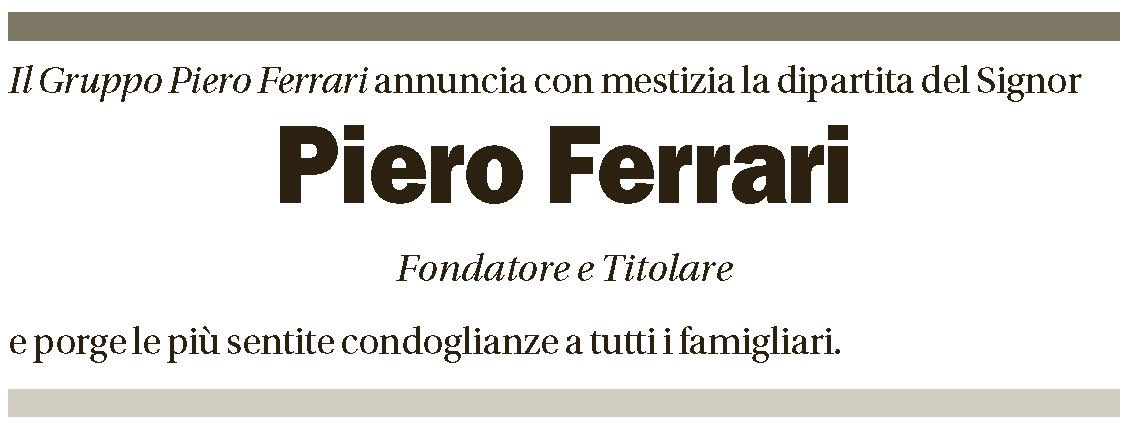 Annuncio funebre Piero Ferrari