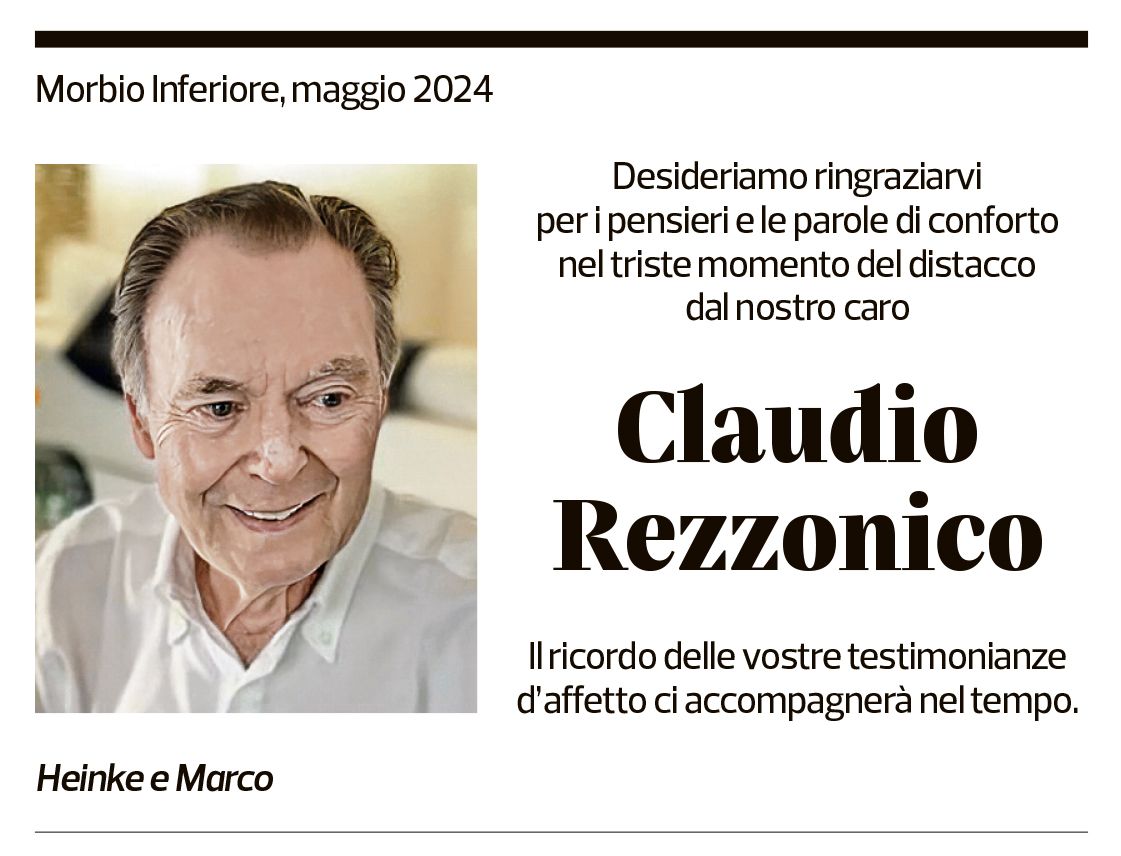 Annuncio funebre Claudio Rezzonico