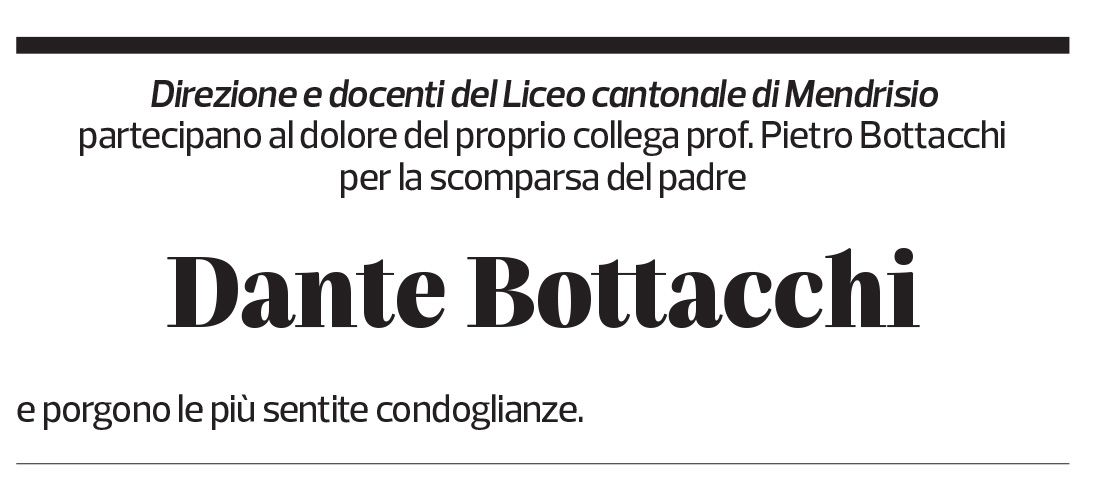 Annuncio funebre Dante Bottacchi