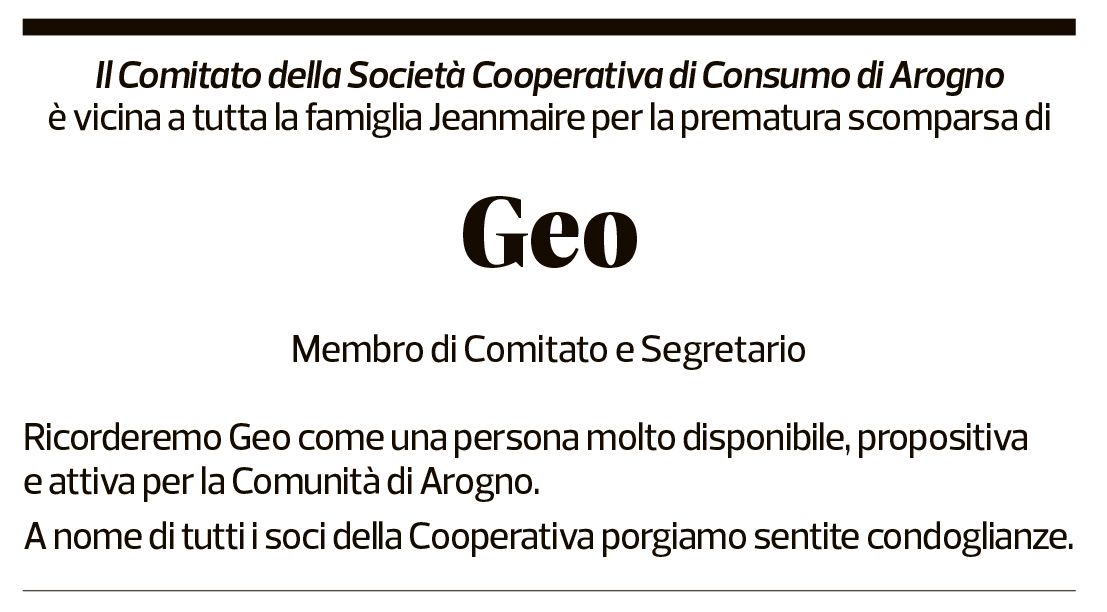 Annuncio funebre Geo Jeanmaire