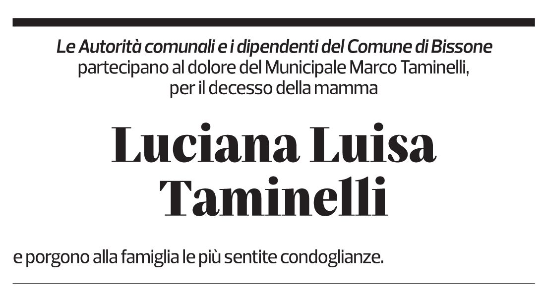Annuncio funebre Luciana Luisa Taminelli