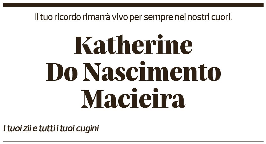 Annuncio funebre Katherine Do Nascimento