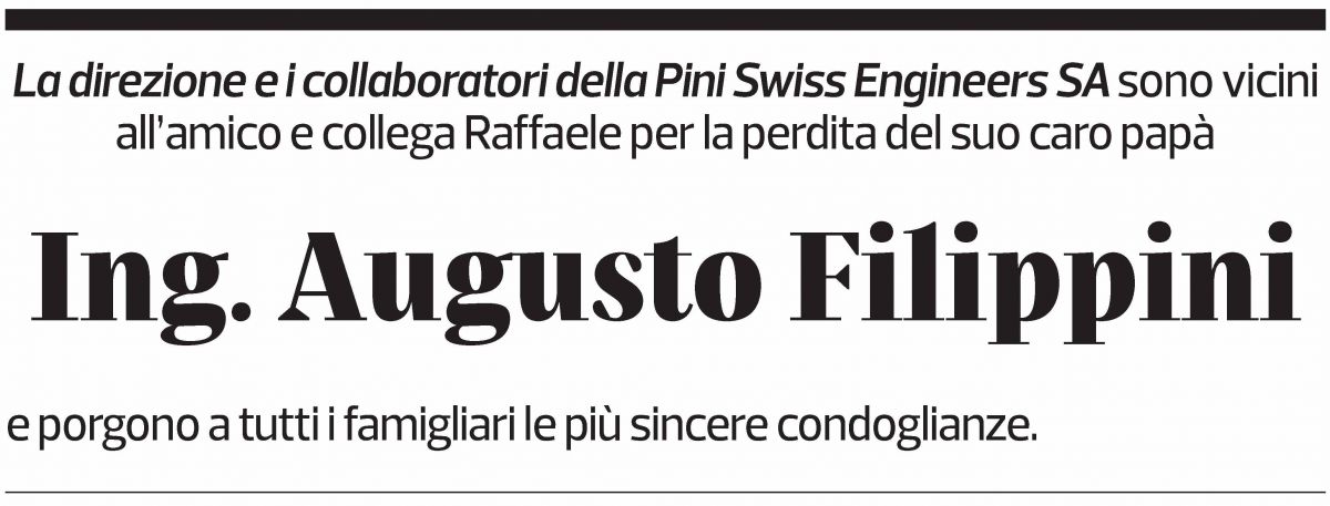 Annuncio funebre Augusto Filippini