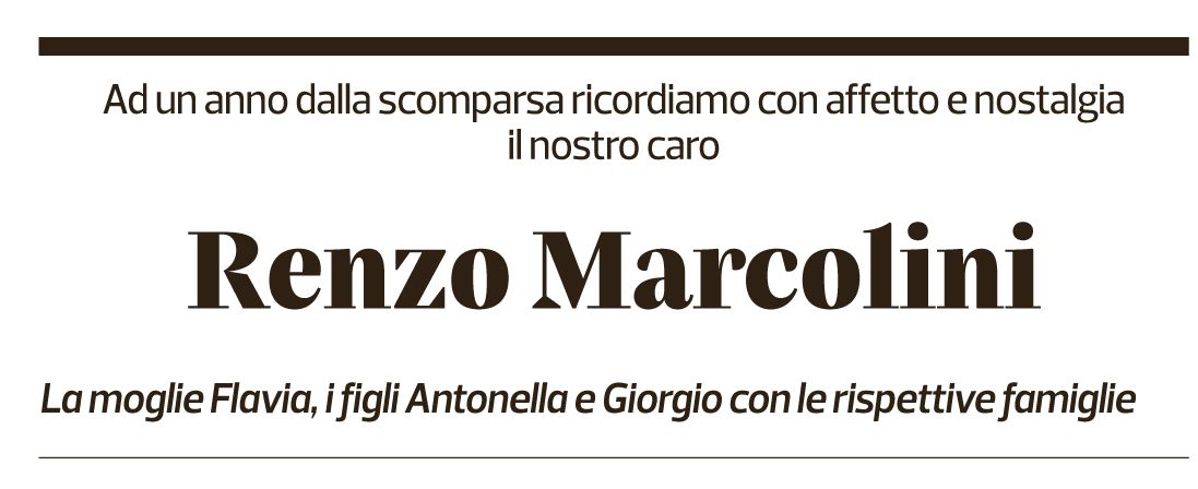 Annuncio funebre Renzo Marcolini