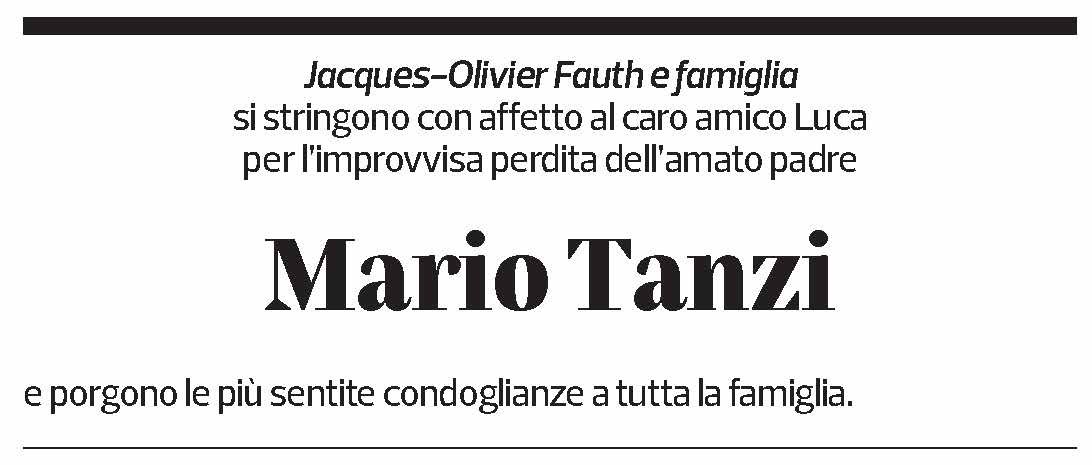 Annuncio funebre Mario Tanzi