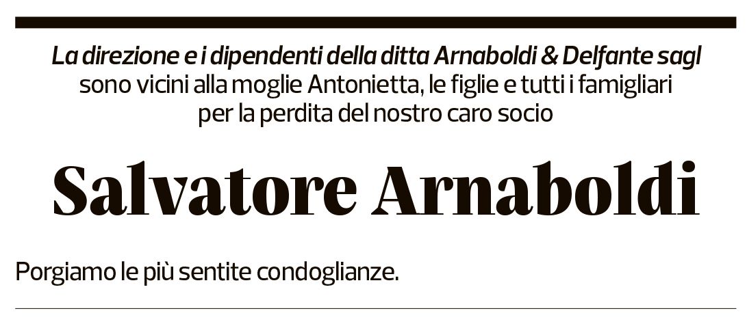 Annuncio funebre Salvatore Arnaboldi