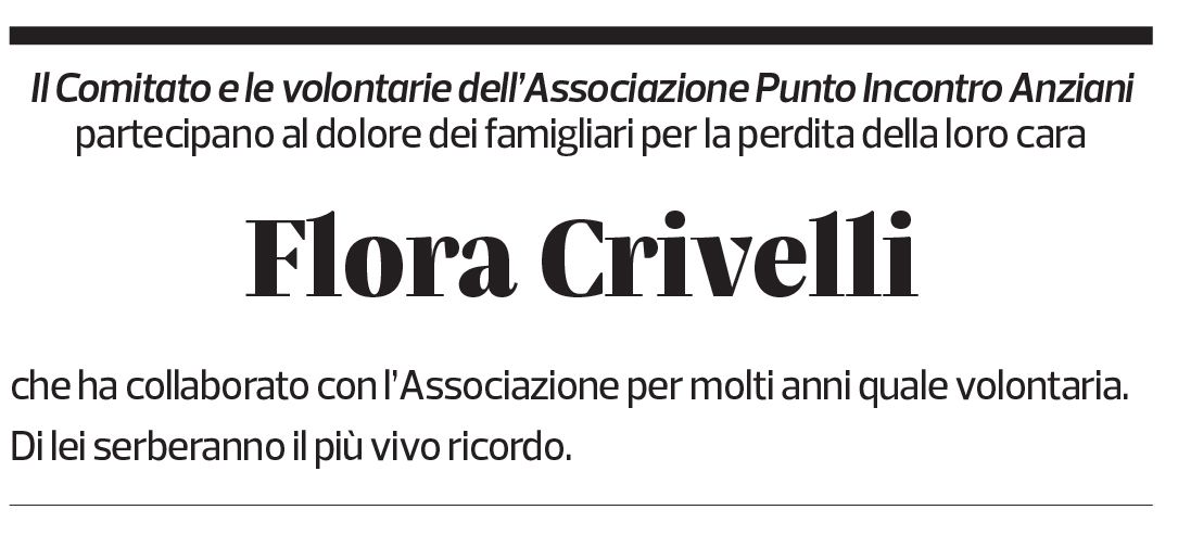 Annuncio funebre Flora Crivelli