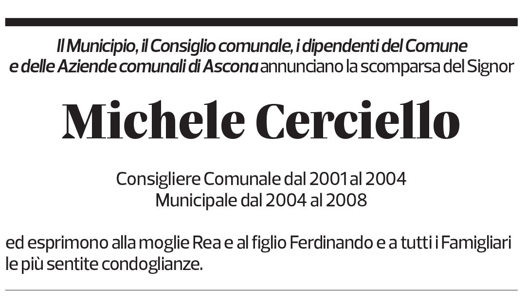 Annuncio funebre Michele Cerciello