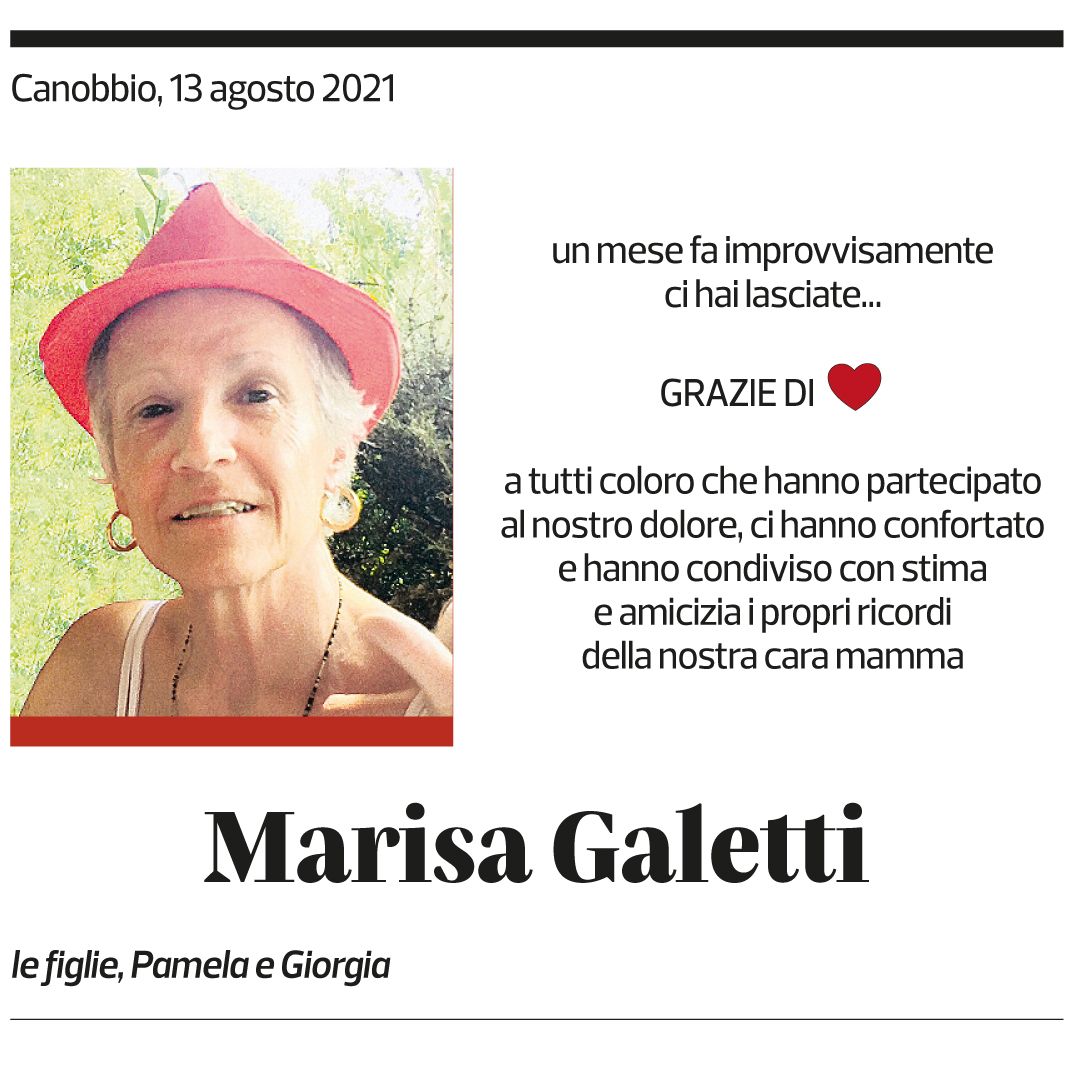 Annuncio funebre Marisa Galetti