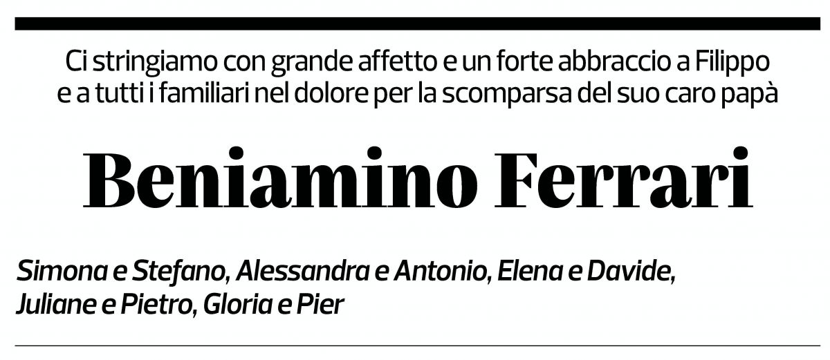 Annuncio funebre Beniamino Ferrari