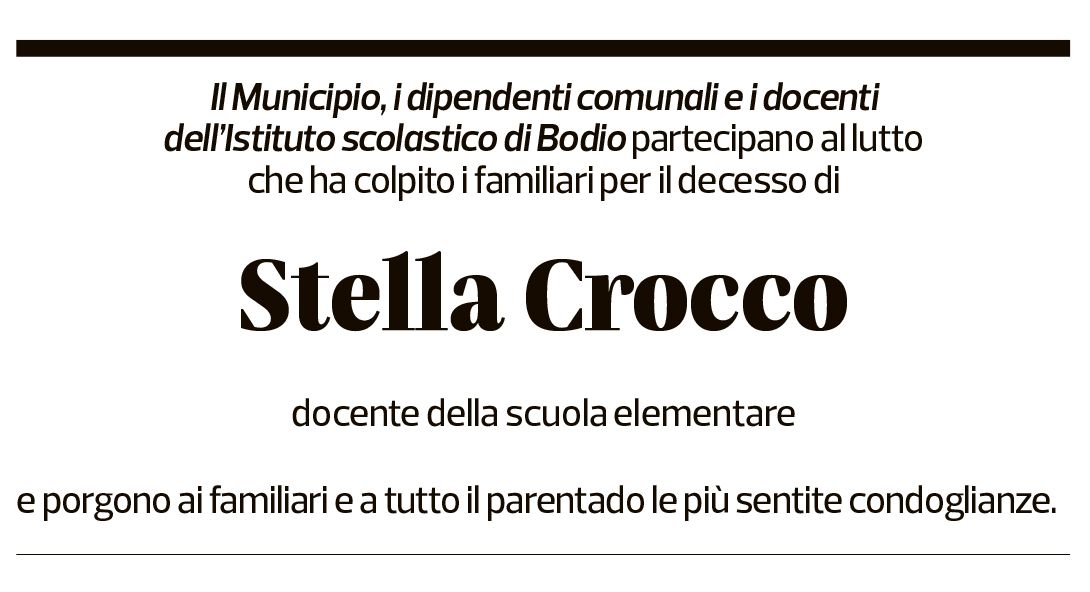 Annuncio funebre Stella Crocco