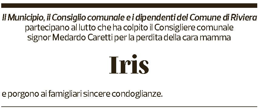 Annuncio funebre Iris -