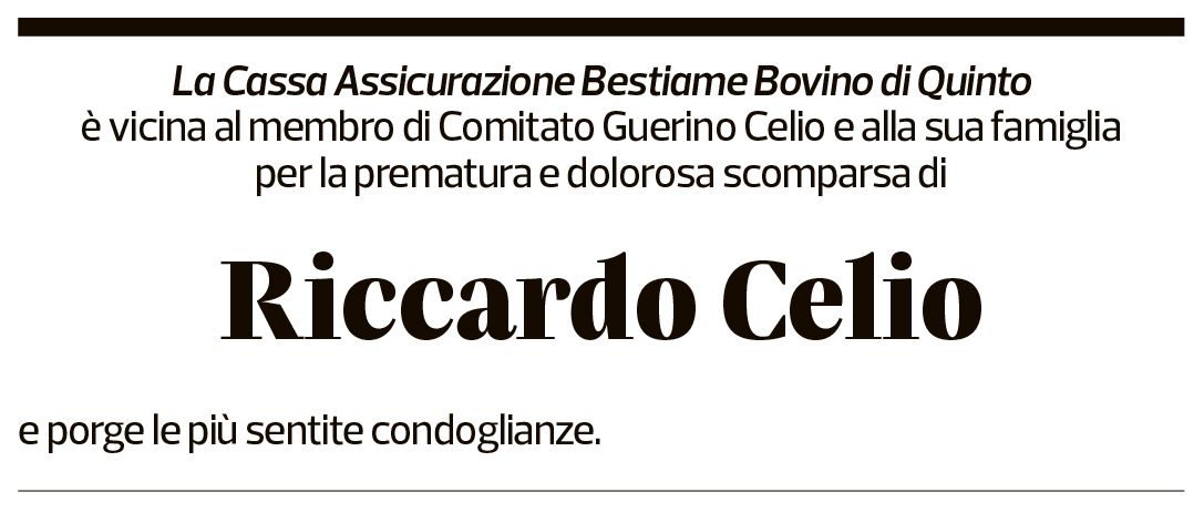 Annuncio funebre Riccardo Celio