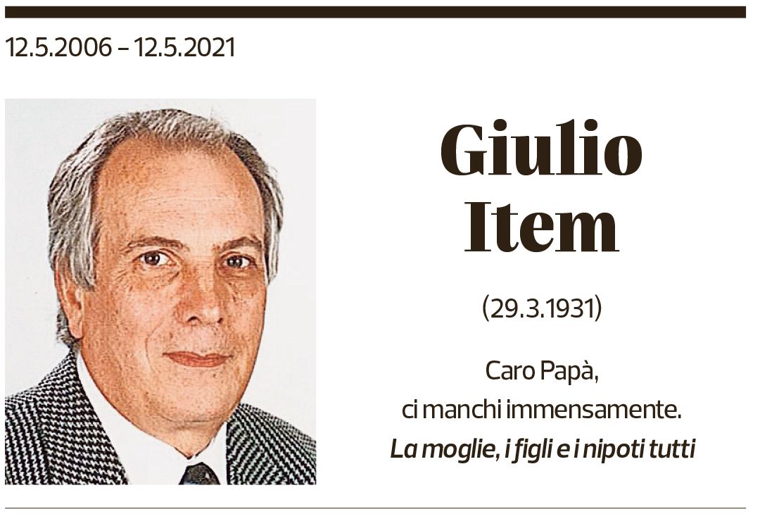 Annuncio funebre Giulio Item