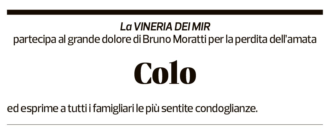 Annuncio funebre Colombina Moratti