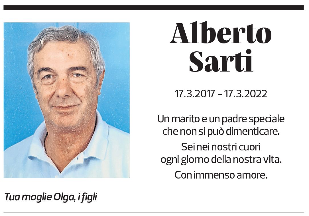 Annuncio funebre Alberto Sarti