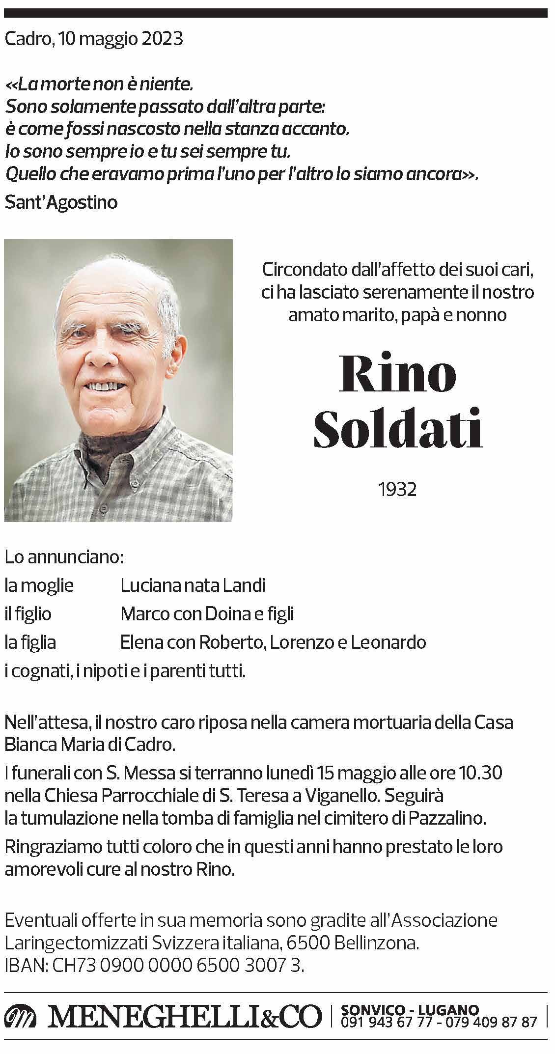 Annuncio funebre Rino Soldati